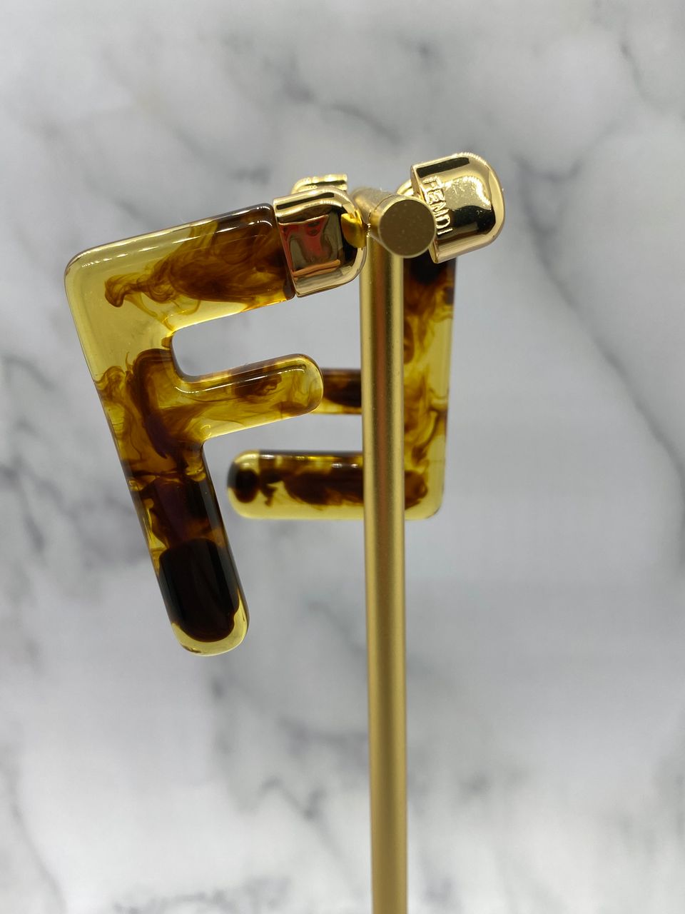 FENDI FF Acrylic Tortoise Earrings- Pre owned