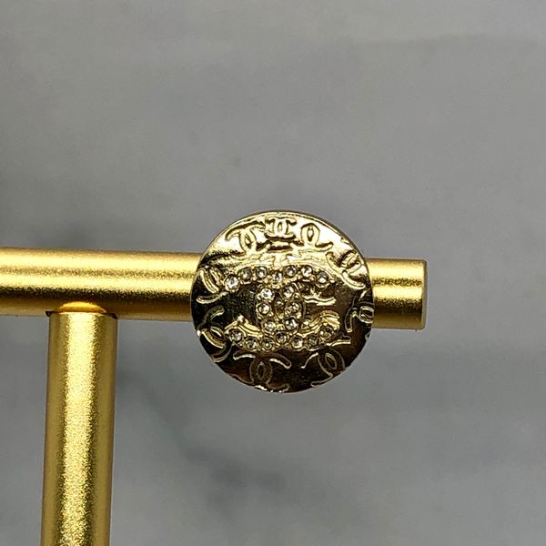 CHANEL CC Gold Tone Button Earrings - USED