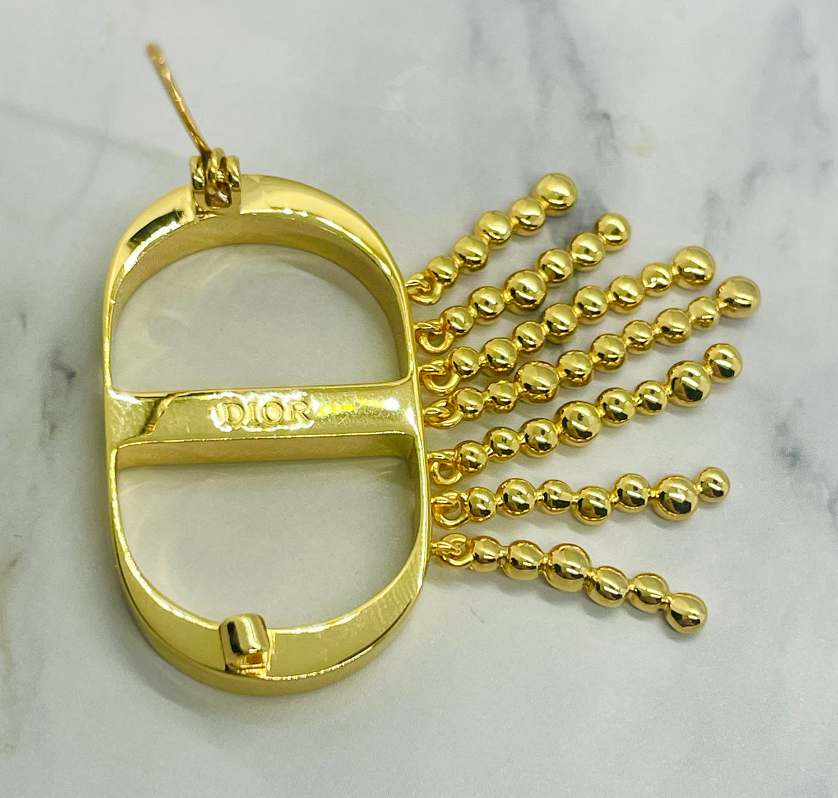 CHRISTIAN DIOR CD Rhinestone Fringe Brooch Pin - Pre owned