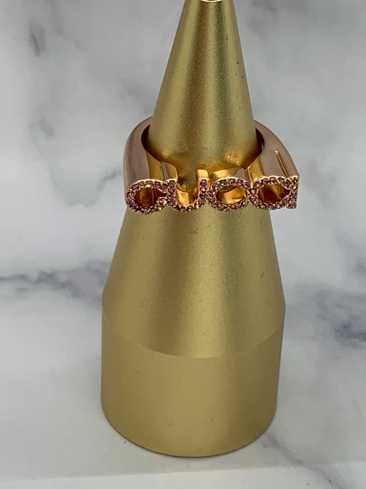 GUCCI Rose Gold Rhinestone Ring Size 7 M - Pre owned