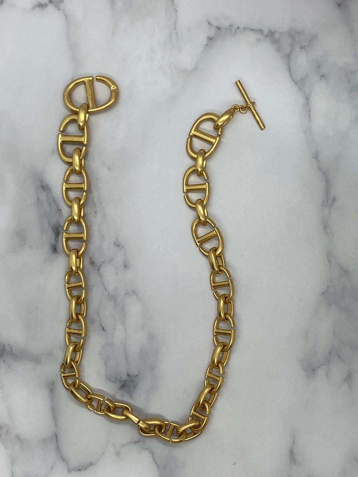 CHRISTIAN DIOR CD Gold Tone Chain Necklace - Pre owned
