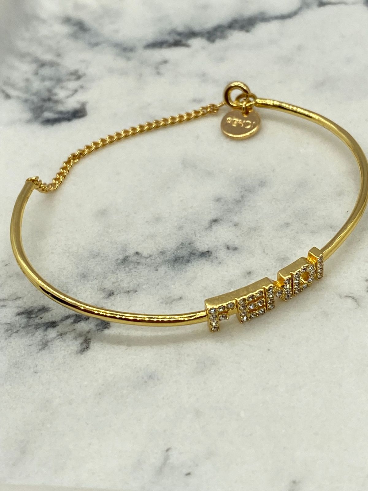 FENDI Gold Tone Rhinestone Bracelet - Pre owned