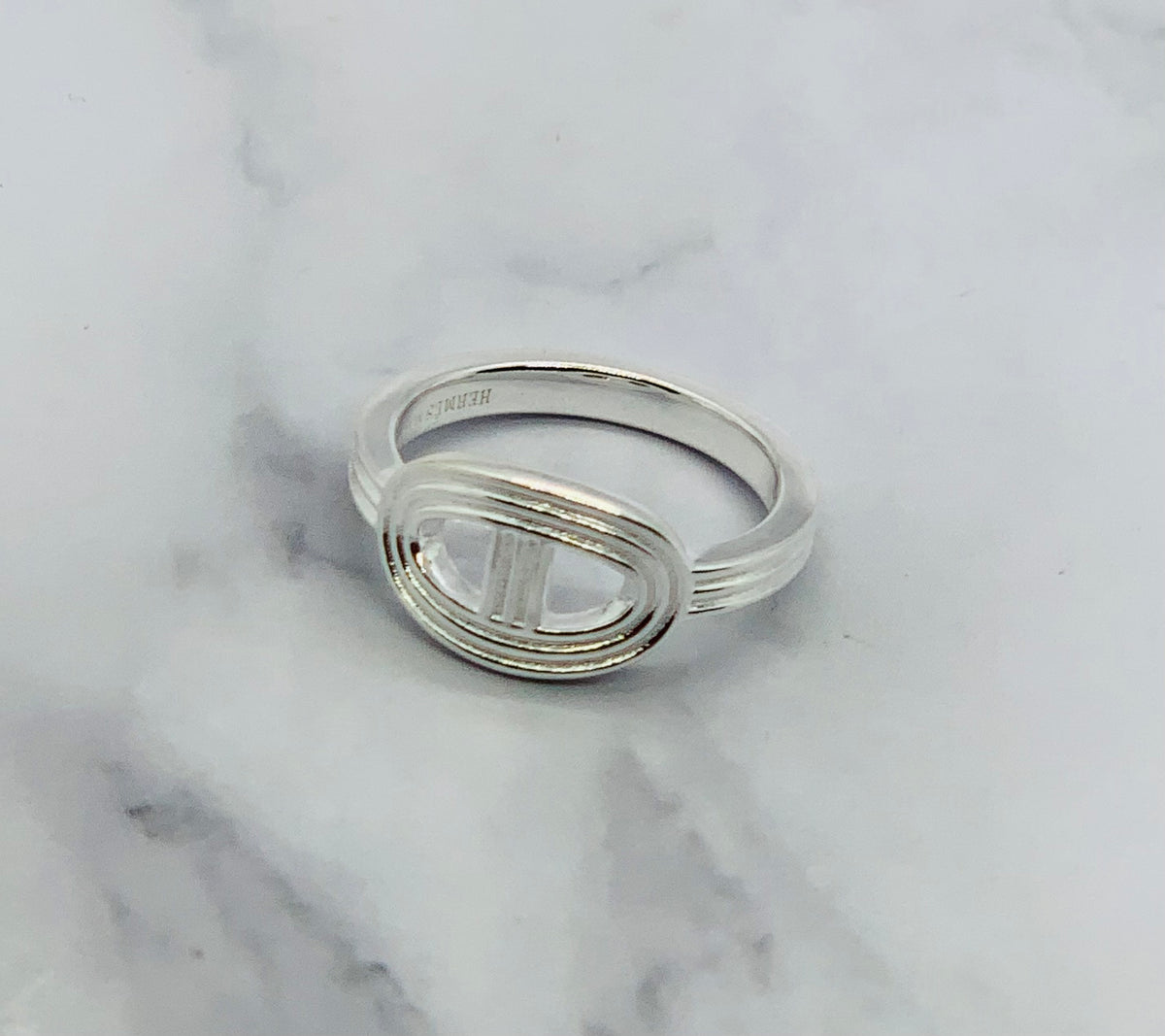 HERMES Silver Chain Ring Size 7 M - USED