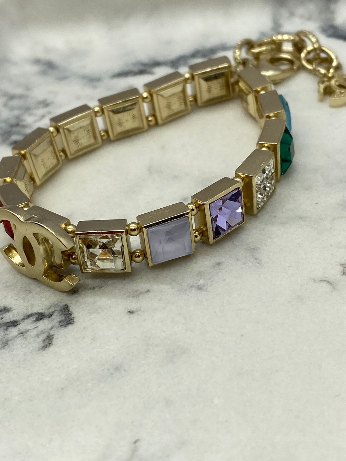 CHANEL CC Multi Color Rhinestone Bracelet - USED
