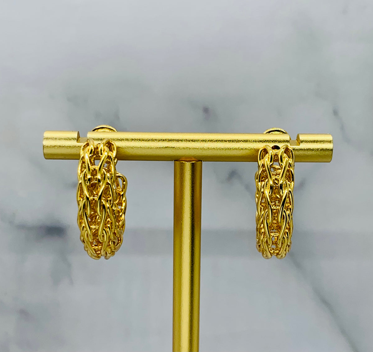 BOTTEGA VENETA Gold Tone Hoop Earrings - Pre owned
