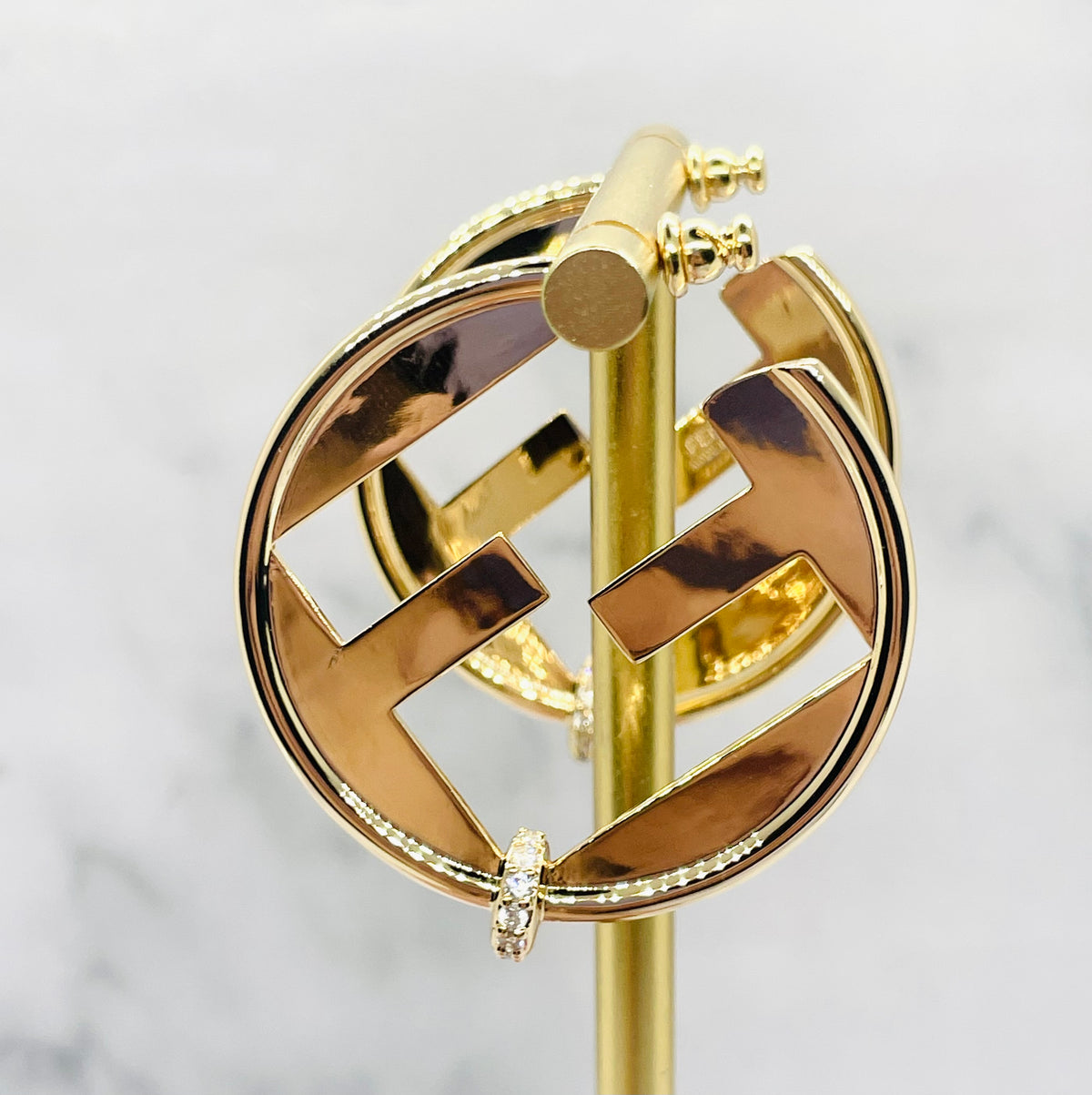 FENDI F Gold Tone Hoop Earrings - Pre owned