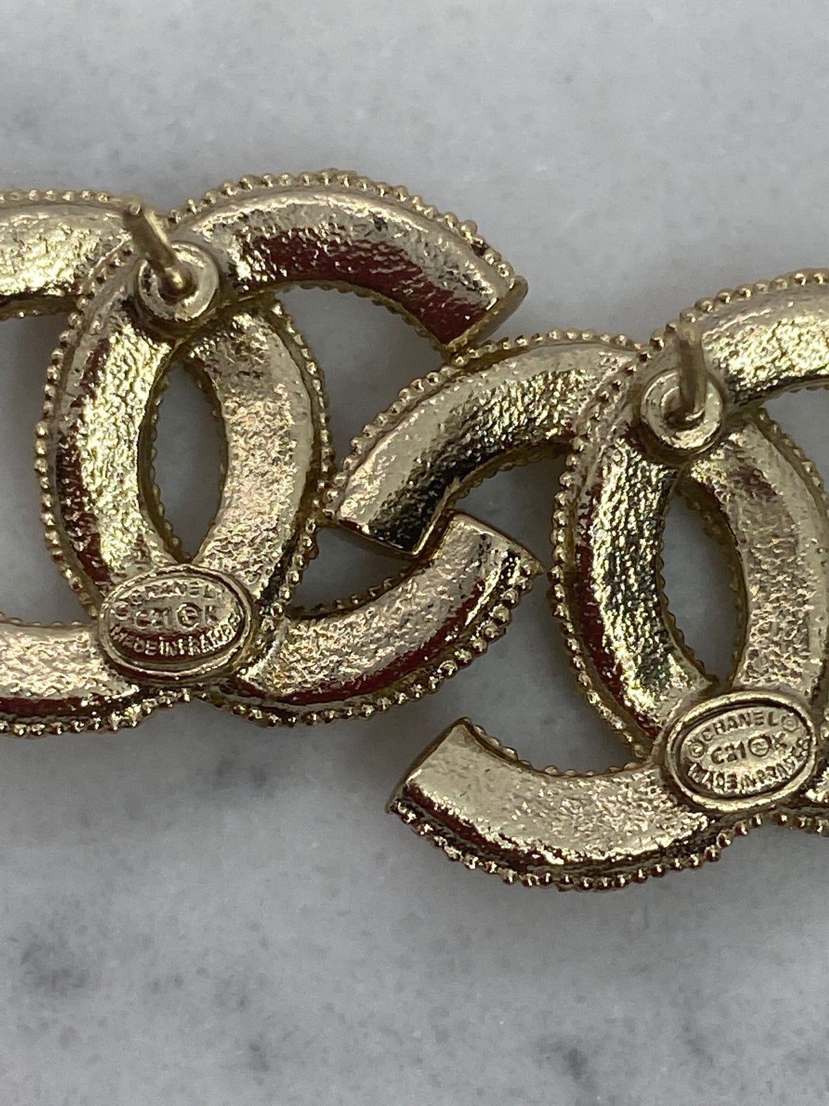 CHANEL CC Gold Tone Rhinestone Earrings - Pre owned