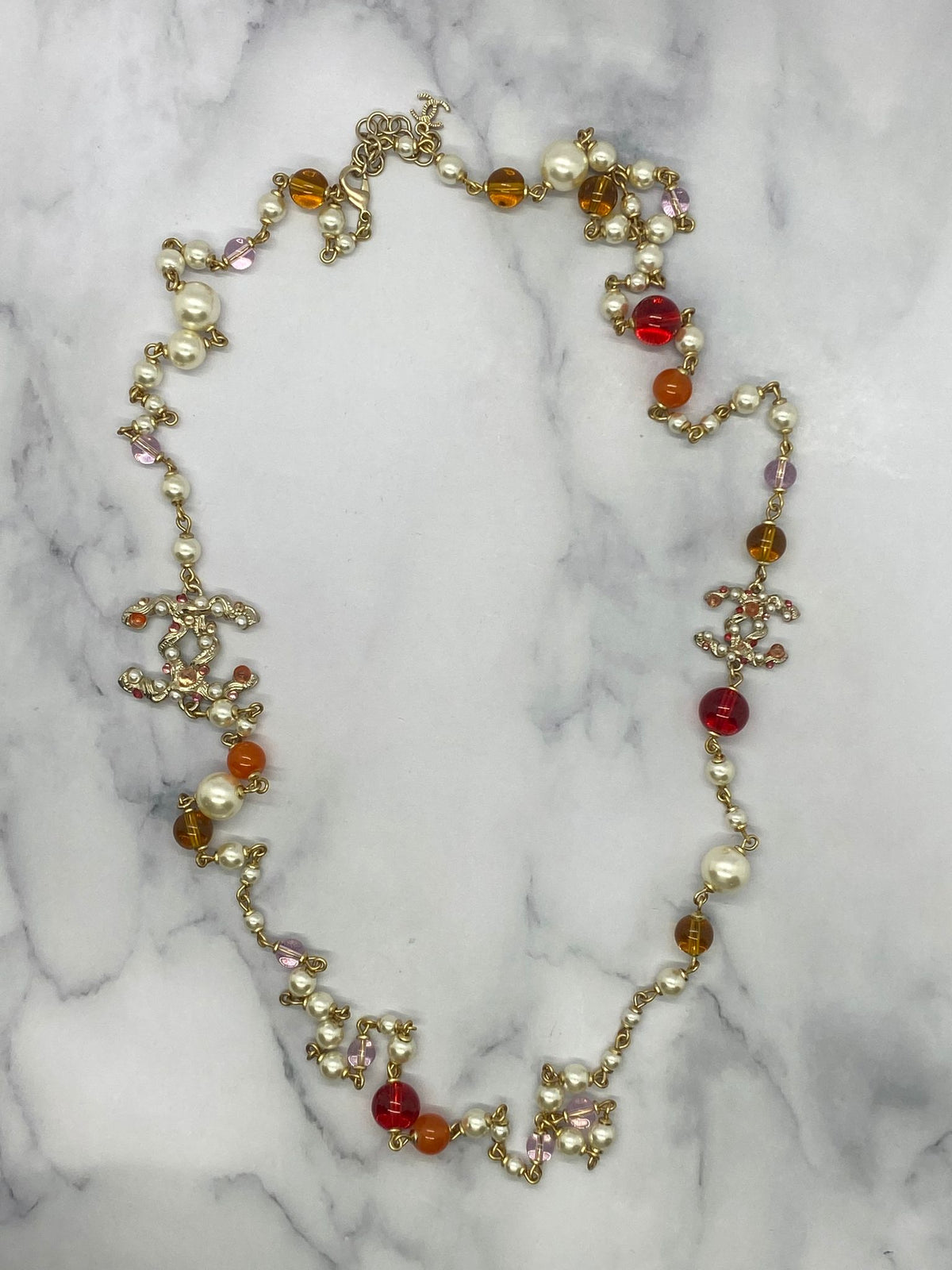 CHANEL CC Long Beaded Statement Necklace - Pre owned