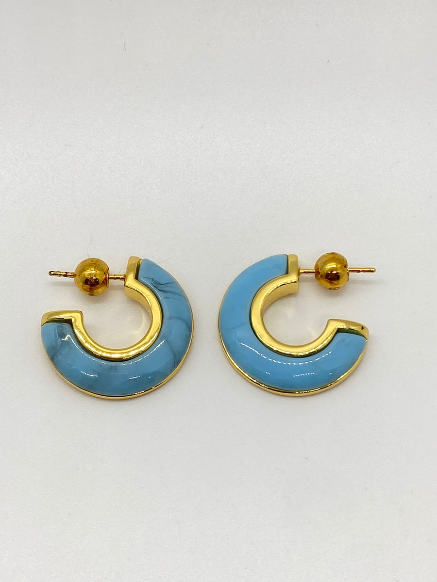 BURBERRY Turquoise & Gold Tone Earrings - Pre owned