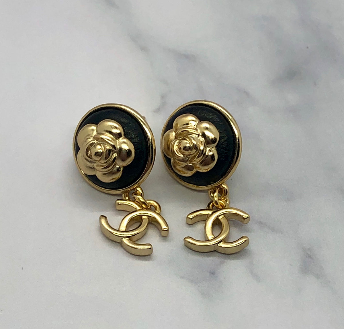 CHANEL CC Camelia Pendant Earrings - Pre owned