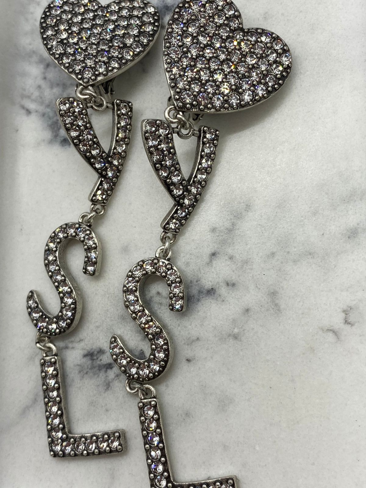 YSL Yves Saint Laurent Rhinestone Pendant Earrings - Pre owned