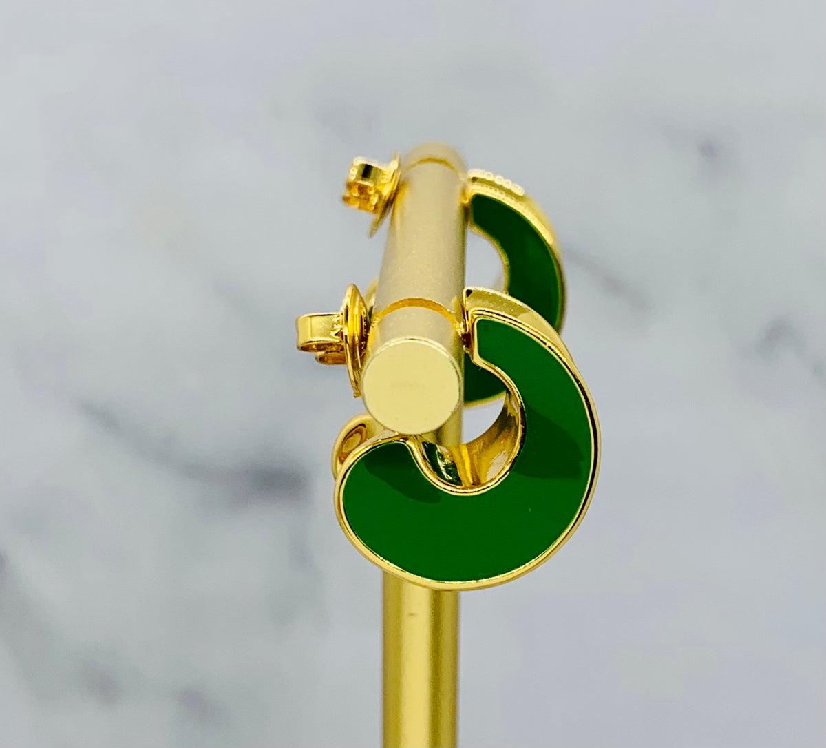 BOTTEGA VENETA Green Enamel Hoop Earrings - Pre owned