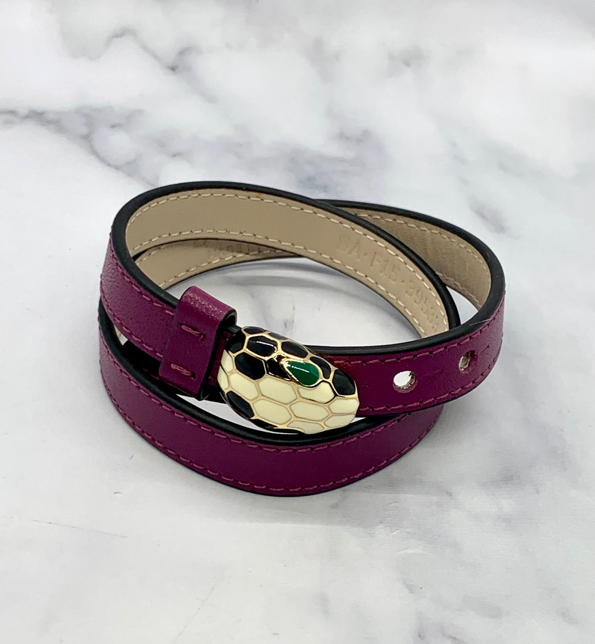 BVLGARI Purple Leather Snake Bracelet - Pre owned