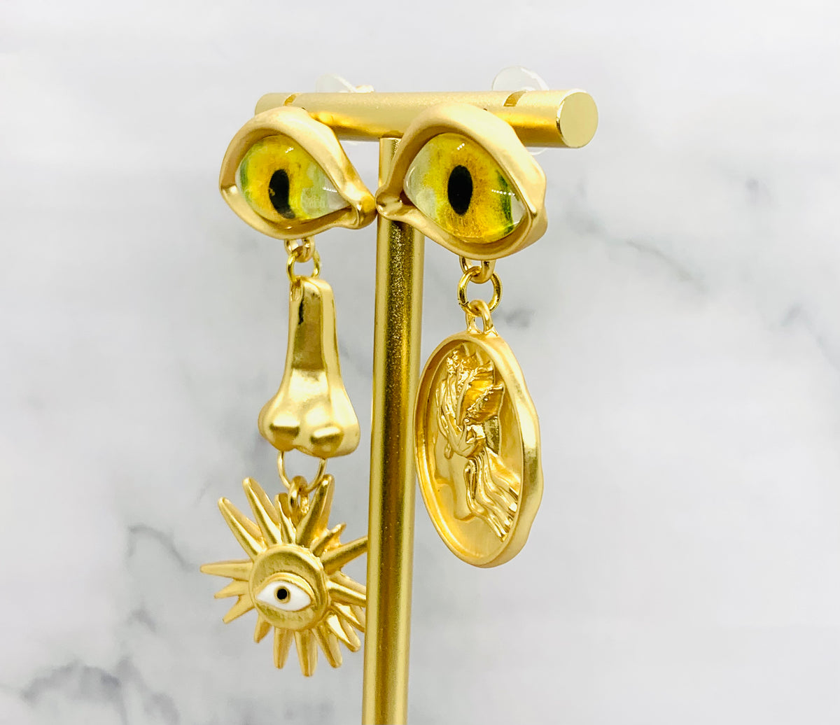 SCHIAPARELLI Statement Pendant Eye Earrings - Pre owned