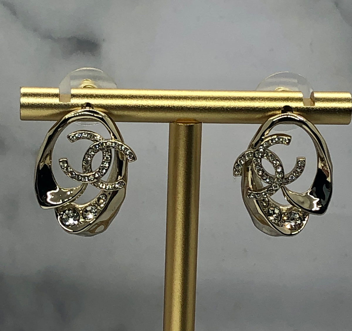 CHANEL CC Rhinestone Earrings - USED