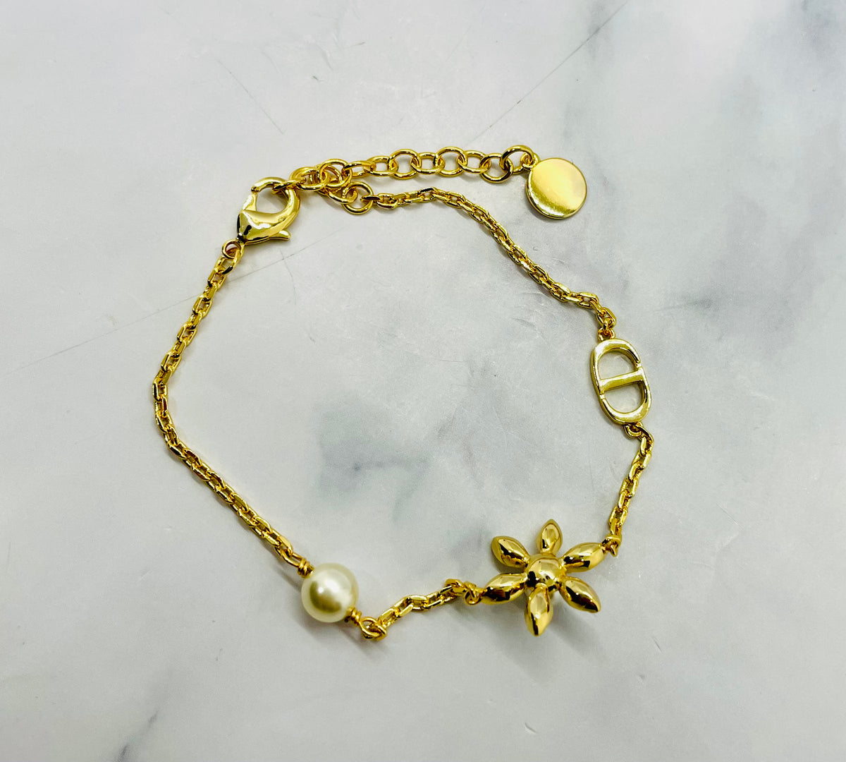 CHRISTIAN DIOR CD Rhinestone Bracelet - Pre owned
