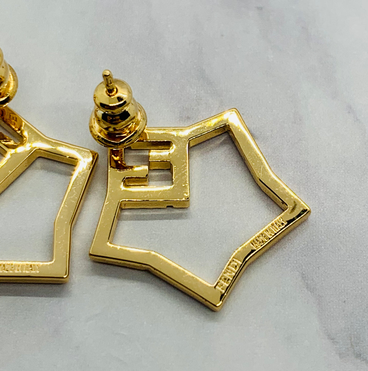 FENDI FF Gold Star Shape Rhinestone Earrings - Pre owned