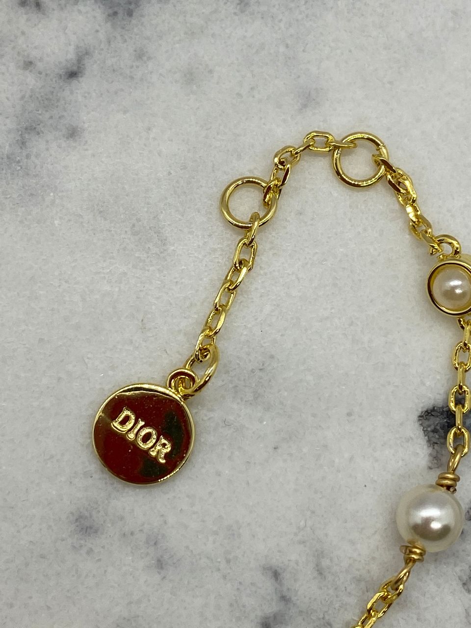 CHRISTIAN DIOR CD Rhinestone Trim Gold Tone Bracelet - Pre owned
