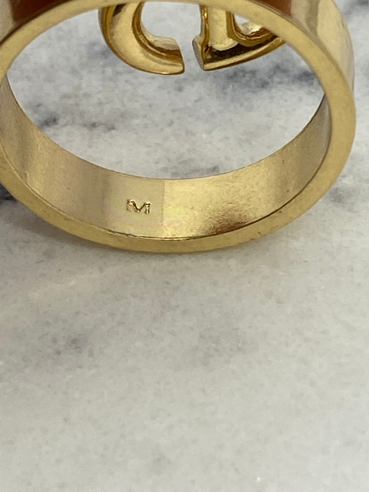 CHRISTIAN DIOR CD Gold Tone Ring Size 7 M Medium - Pre owned