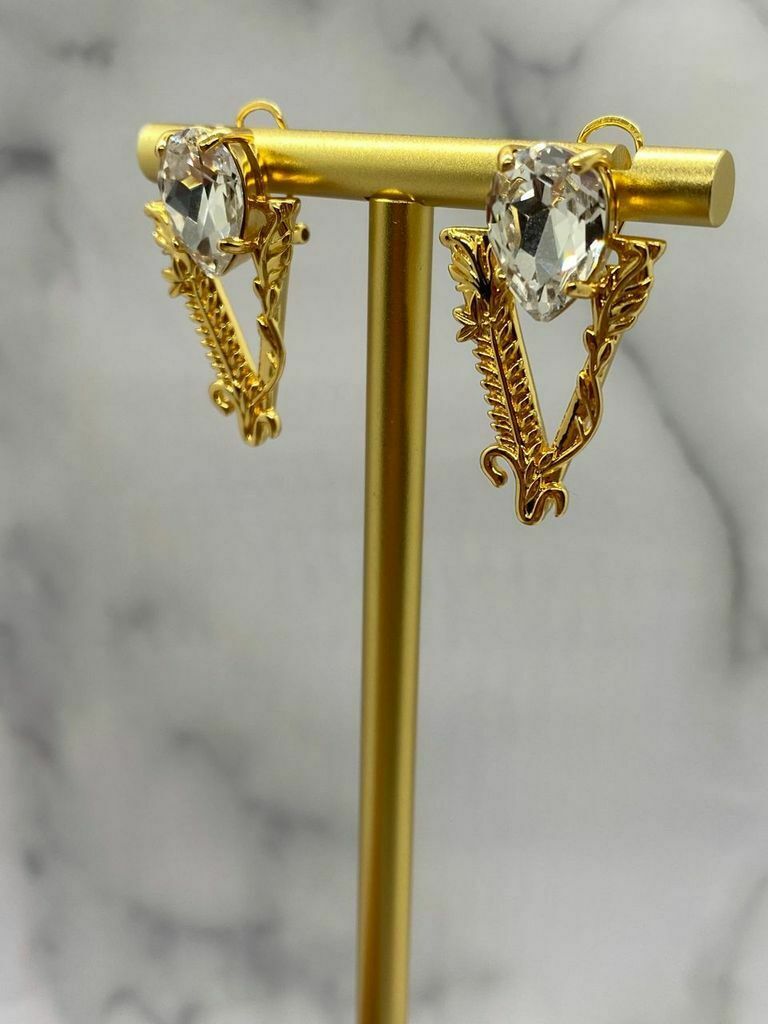 VERSACE V Elaborate Runway Rhinestone Earrings - Pre owned