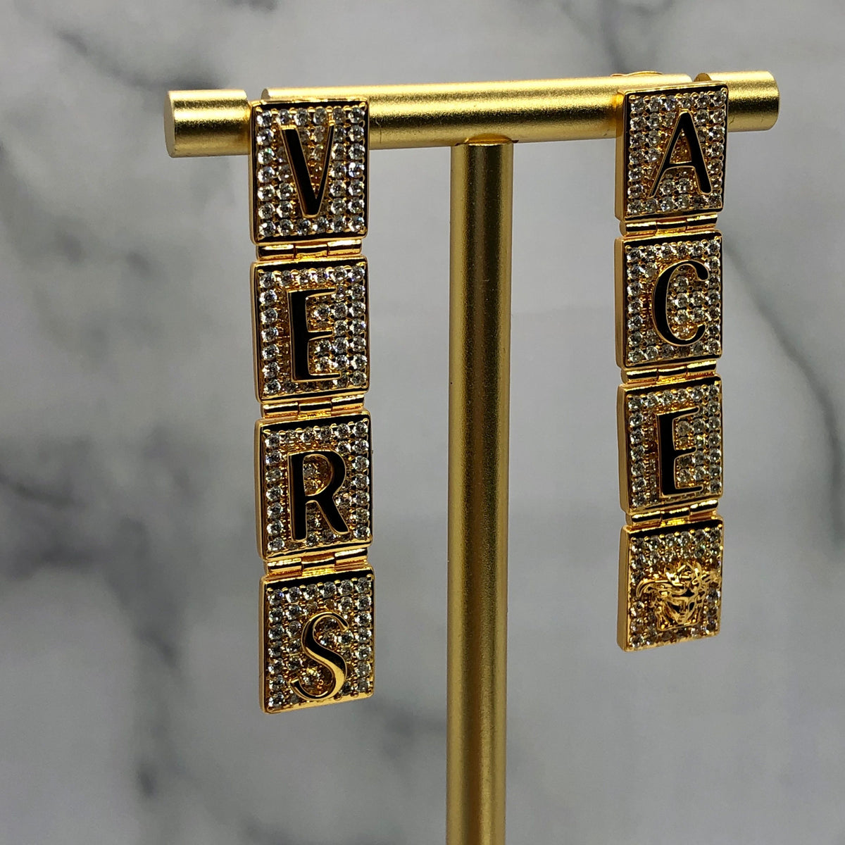 VERSACE Medusa Rhinestone Pendant Earrings - Pre owned