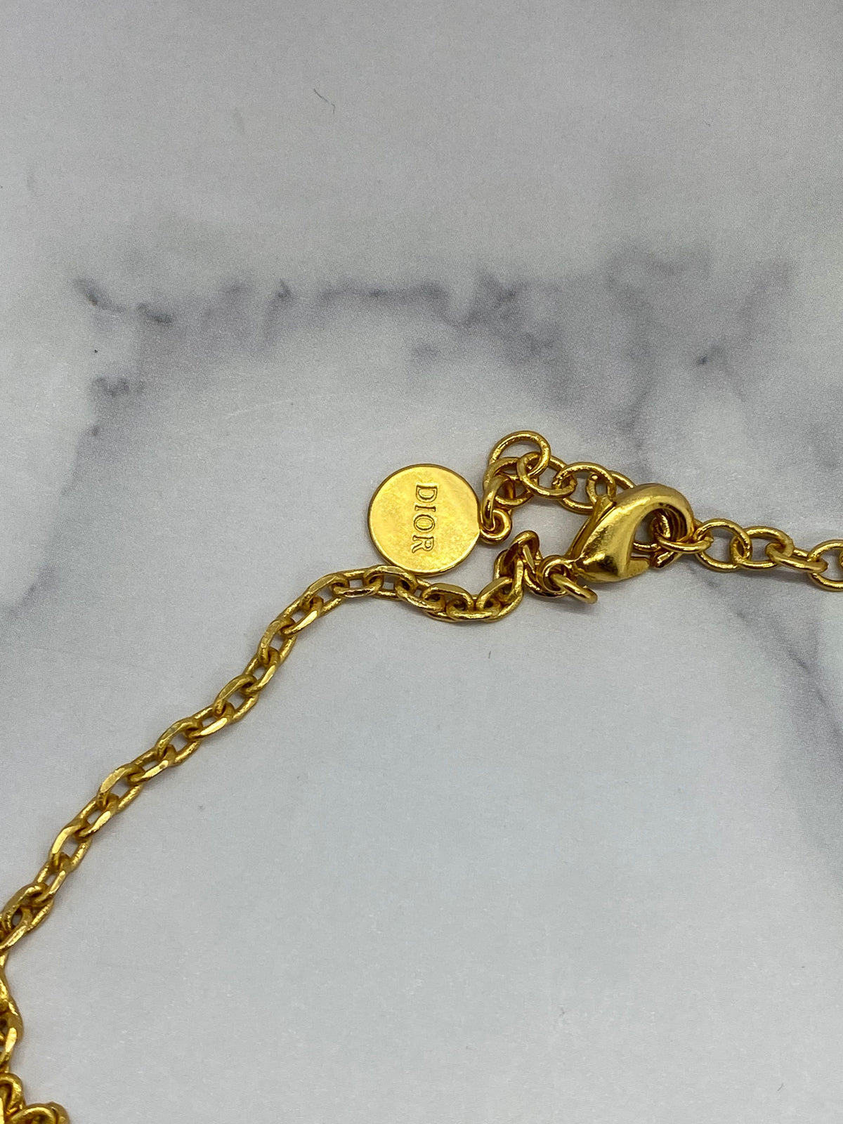 CHRISTIAN DIOR Orange Lucite Logo Necklace - Preowned