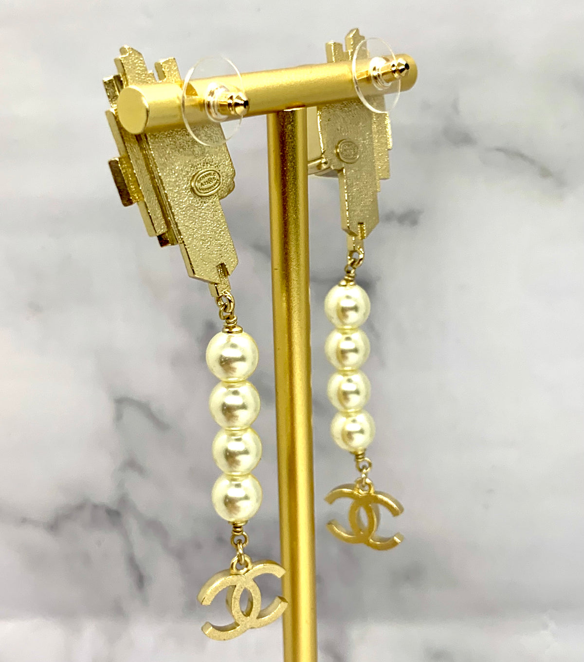 CHANEL CC Statement Pendant Earrings - USED