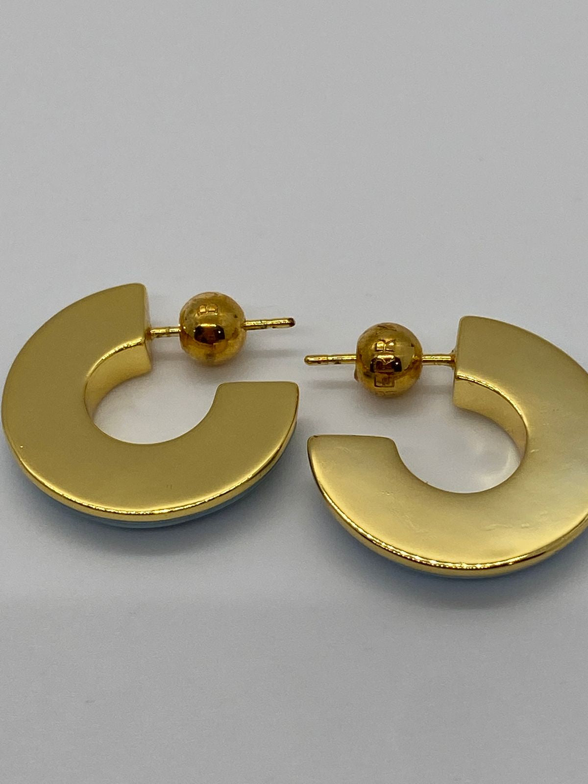 BURBERRY Turquoise & Gold Tone Earrings - Pre owned