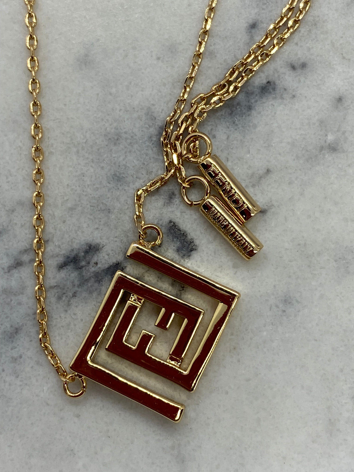 FENDI FF Gold Tone Monogram Necklace - Pre owned