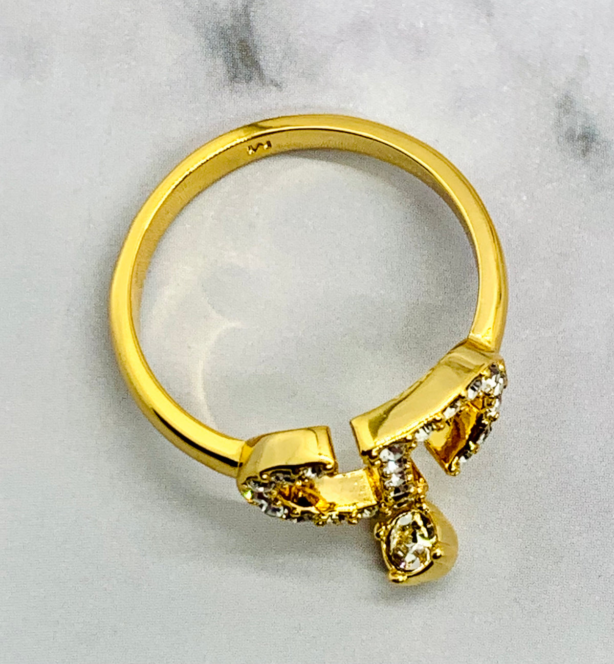 CHRISTIAN DIOR CD Rhinestone Ring Size 7 M - Pre owned