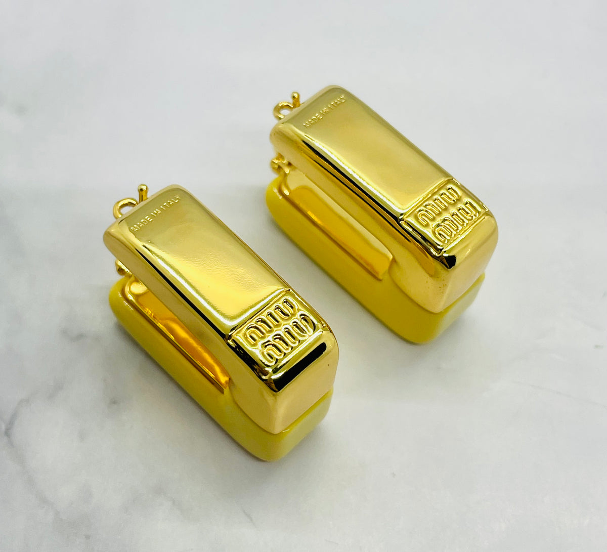 MIU MIU Cream Gold Tone Earrings - Pre owned