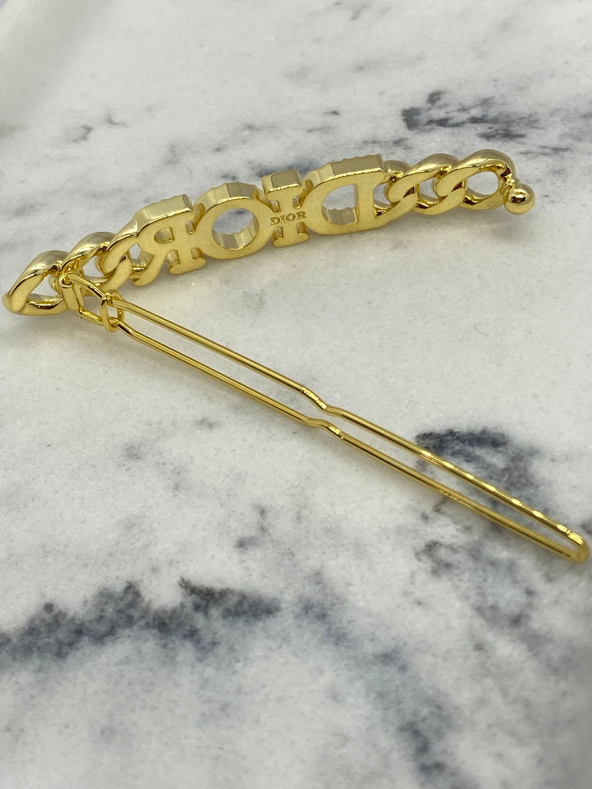 CHRISTIAN DIOR Gold Tone Rhinestone Hair Clip Barrette - Pre owned