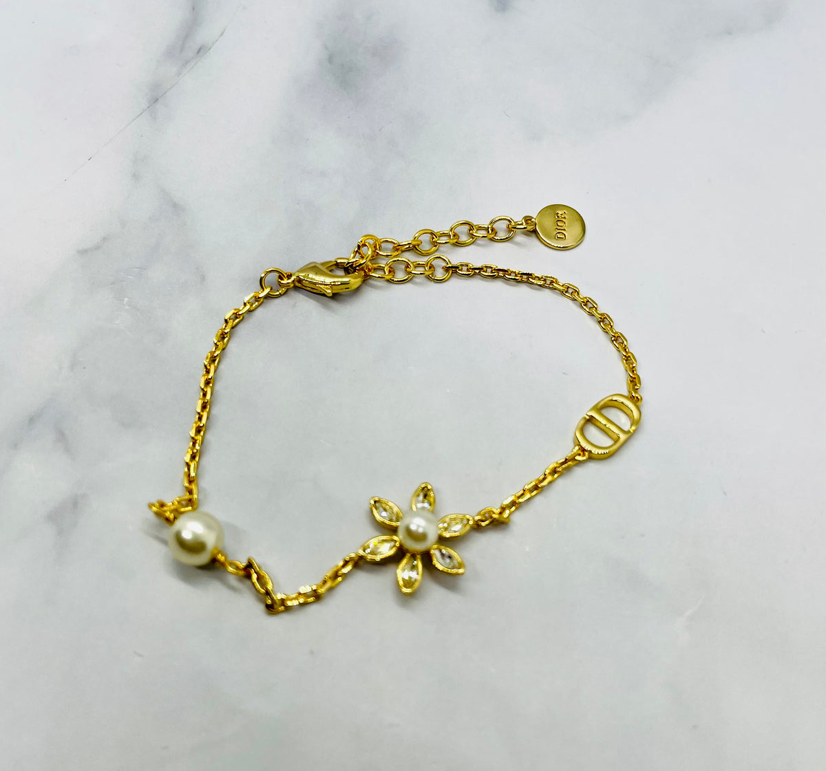 CHRISTIAN DIOR CD Rhinestone Bracelet - Pre owned