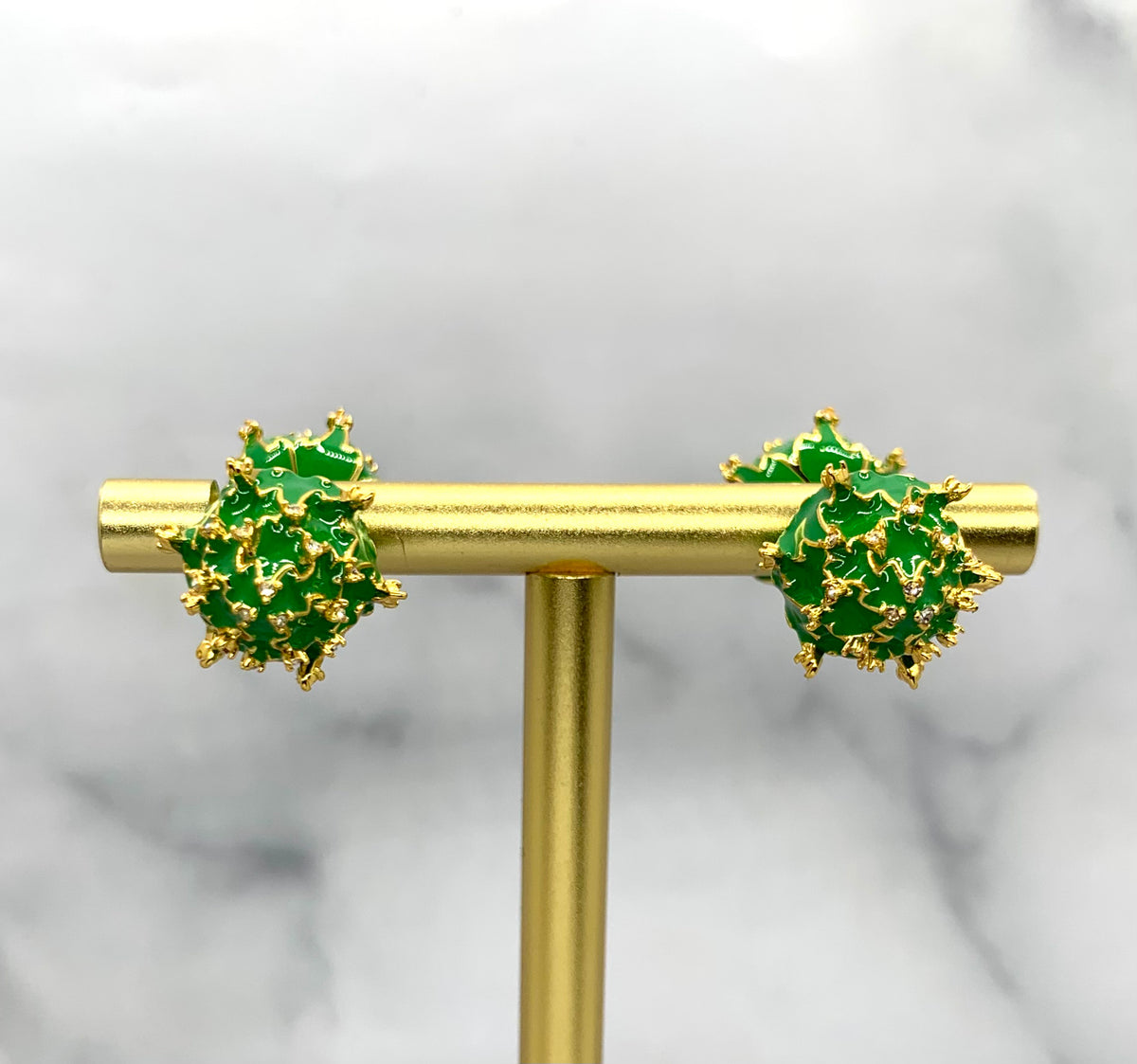 BOTTEGA VENETA Green Coral Reef Earrings - Pre owned