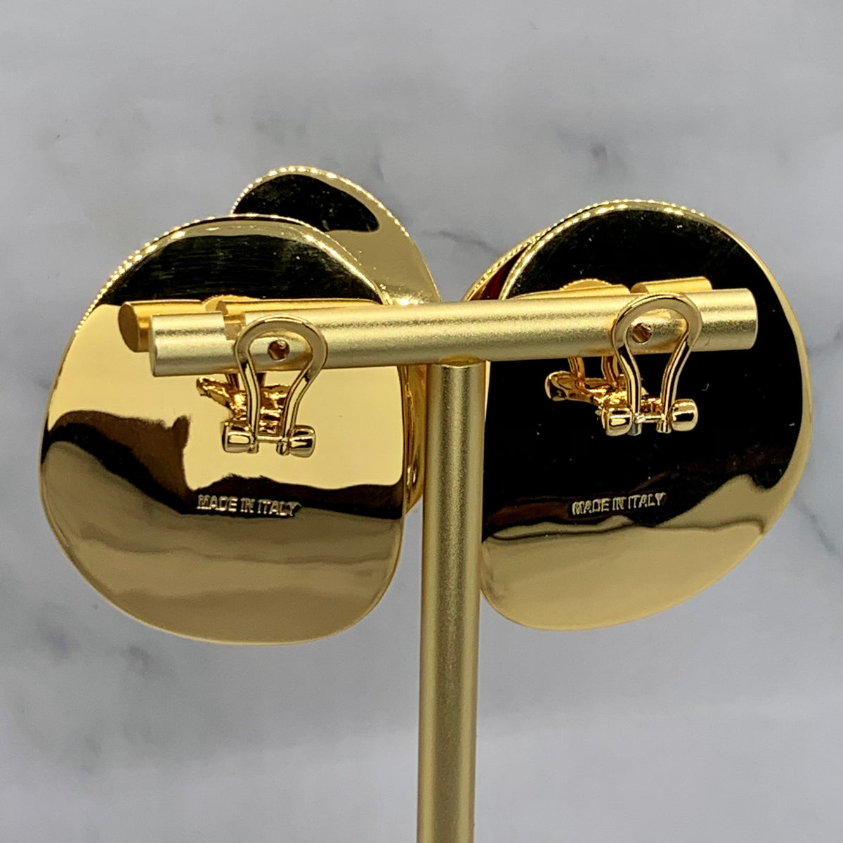 CELINE Gold Tone Disc Earrings - Pre owned