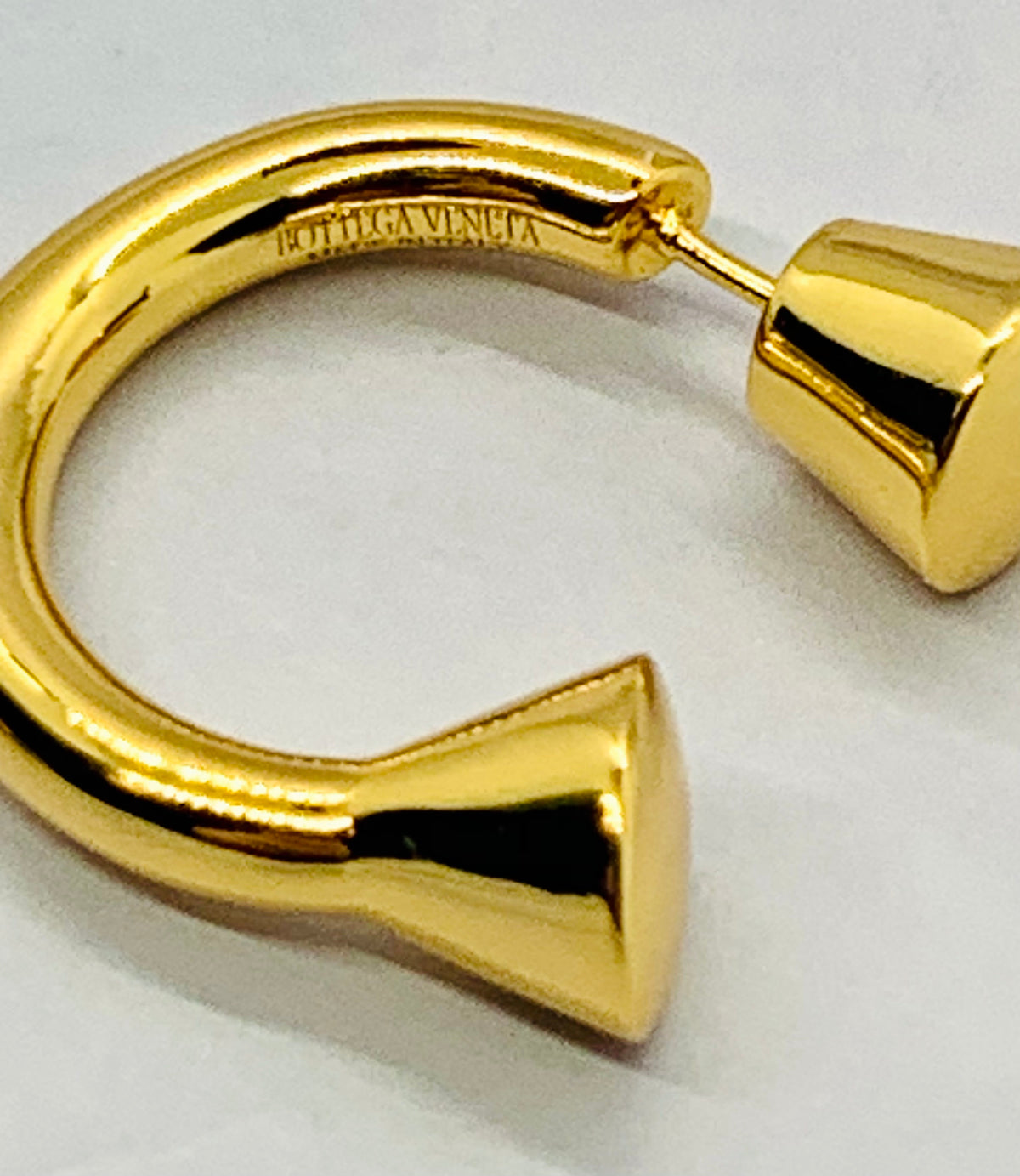 BOTTEGA VENETA Gold Ellipse Hoop Earrings - Pre owned