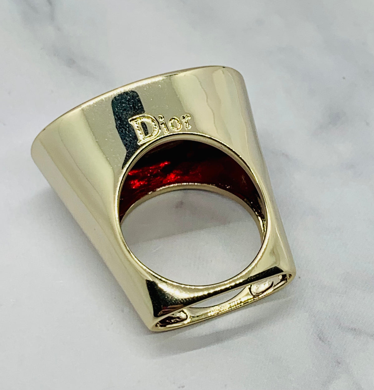CHRISTIAN DIOR Cocktail Ruby Ring Size M 7 - Pre owned