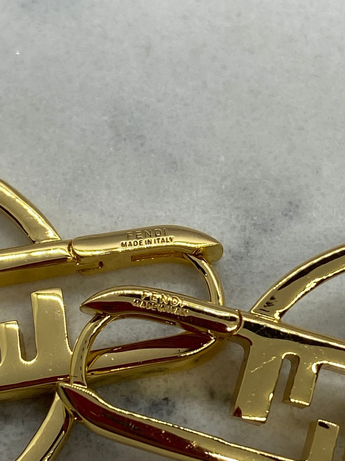 FENDI F Gold Tone Rhinestone Disc Earrings - Pre owned
