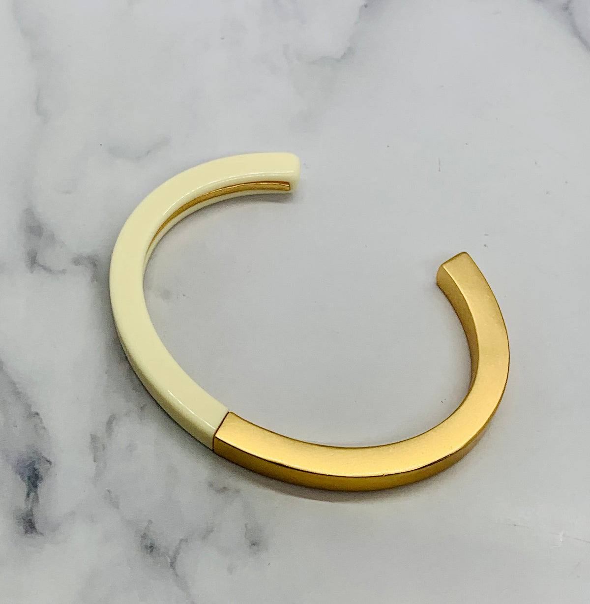 YSL YVES SAINT LAURENT Brass & Resin Cuff Bracelet - Pre owned