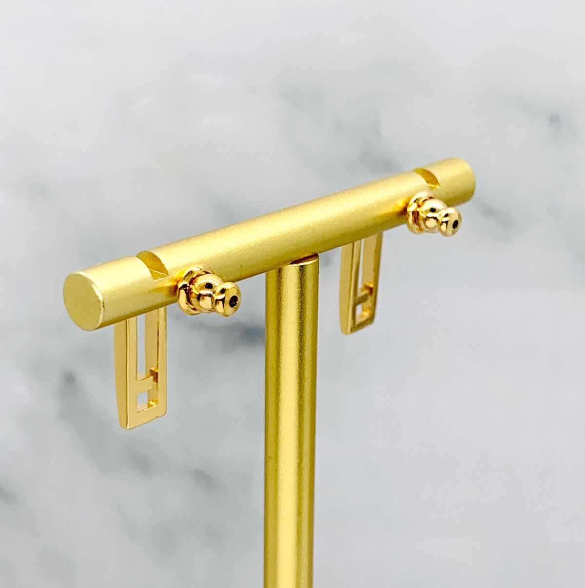 FENDI FF Gold Tone Pendant Earrings - Pre owned