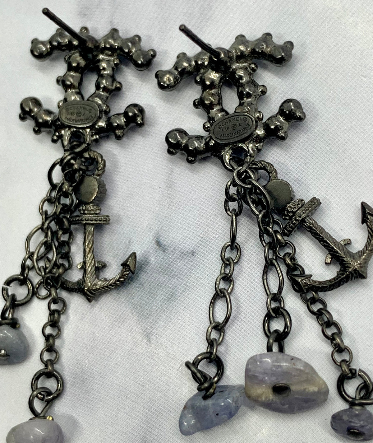 CHANEL CC Cruise Anchor Stone Earrings - Pre owned