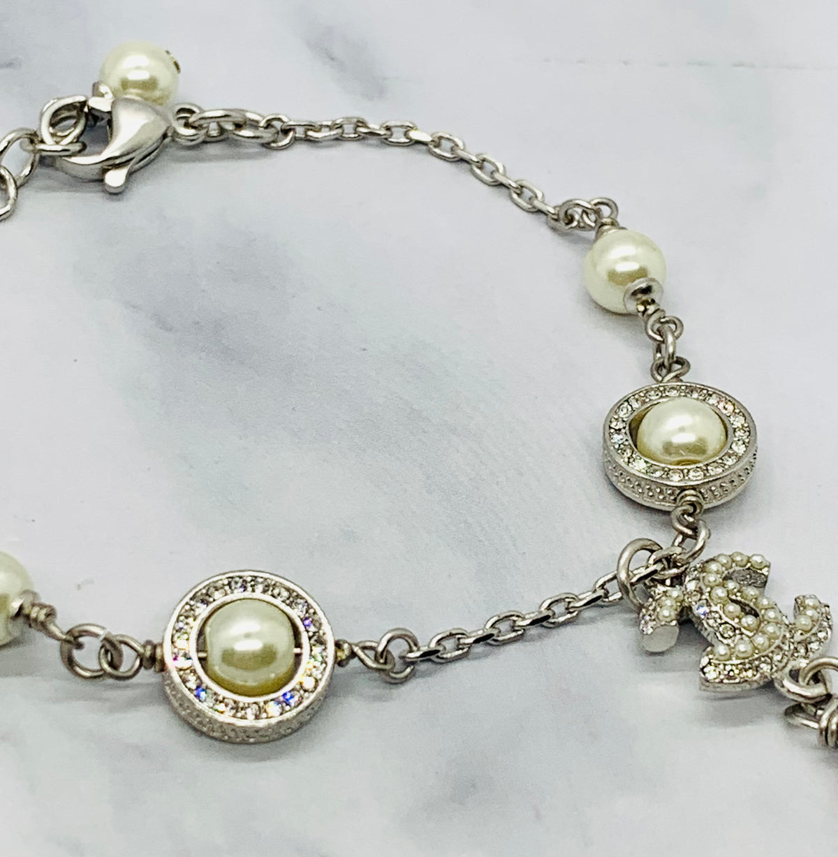 CHANEL CC Silver ToneTassel Bracelet - USED