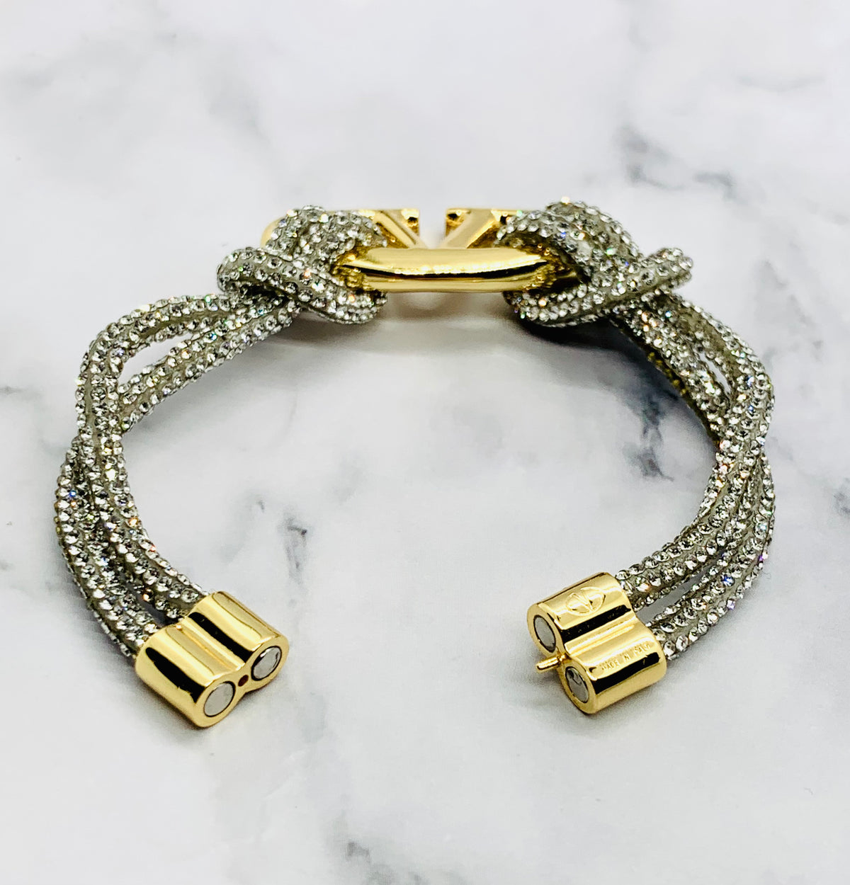 VALENTINO Rhinestone Monogram Bracelet - Pre owned
