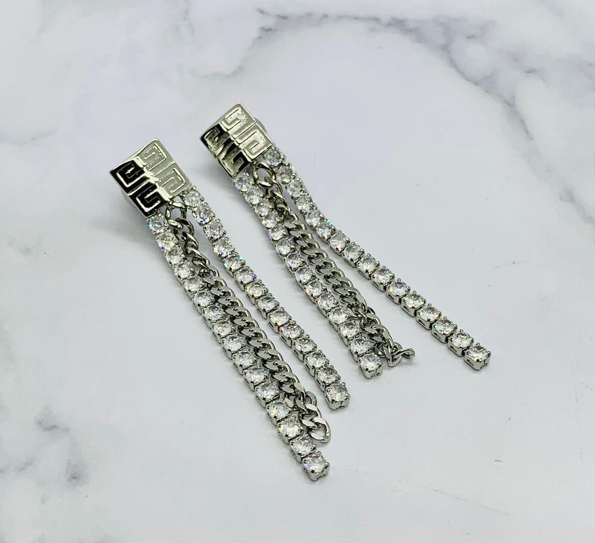 GIVENCHY Fringe Rhinestone Earrings - Pre owned