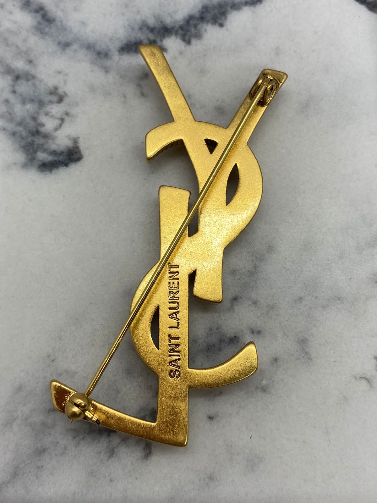 YSL Yves Saint Laurent Gold Tone Brooch Pin - Pre owned