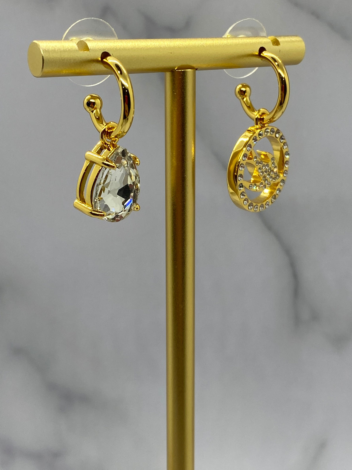 MIU MIU Gold Tone Bird Rhinestone Charm Earrings - Pre owned