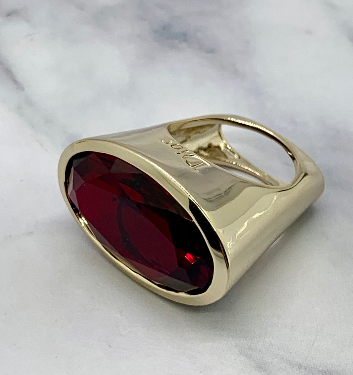 CHRISTIAN DIOR Cocktail Ruby Ring Size M 7 - Pre owned