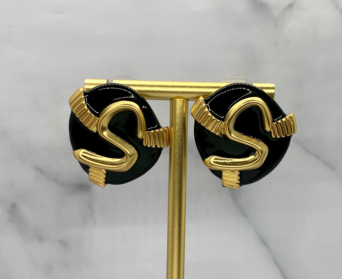 SCHIAPARELLI Enamel Signature Statement Earrings - Pre owned
