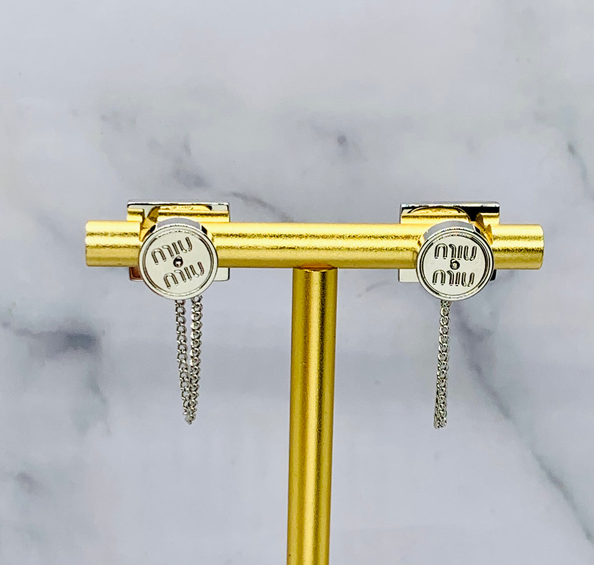 MIU MIU White Chain Earrings - pre owned