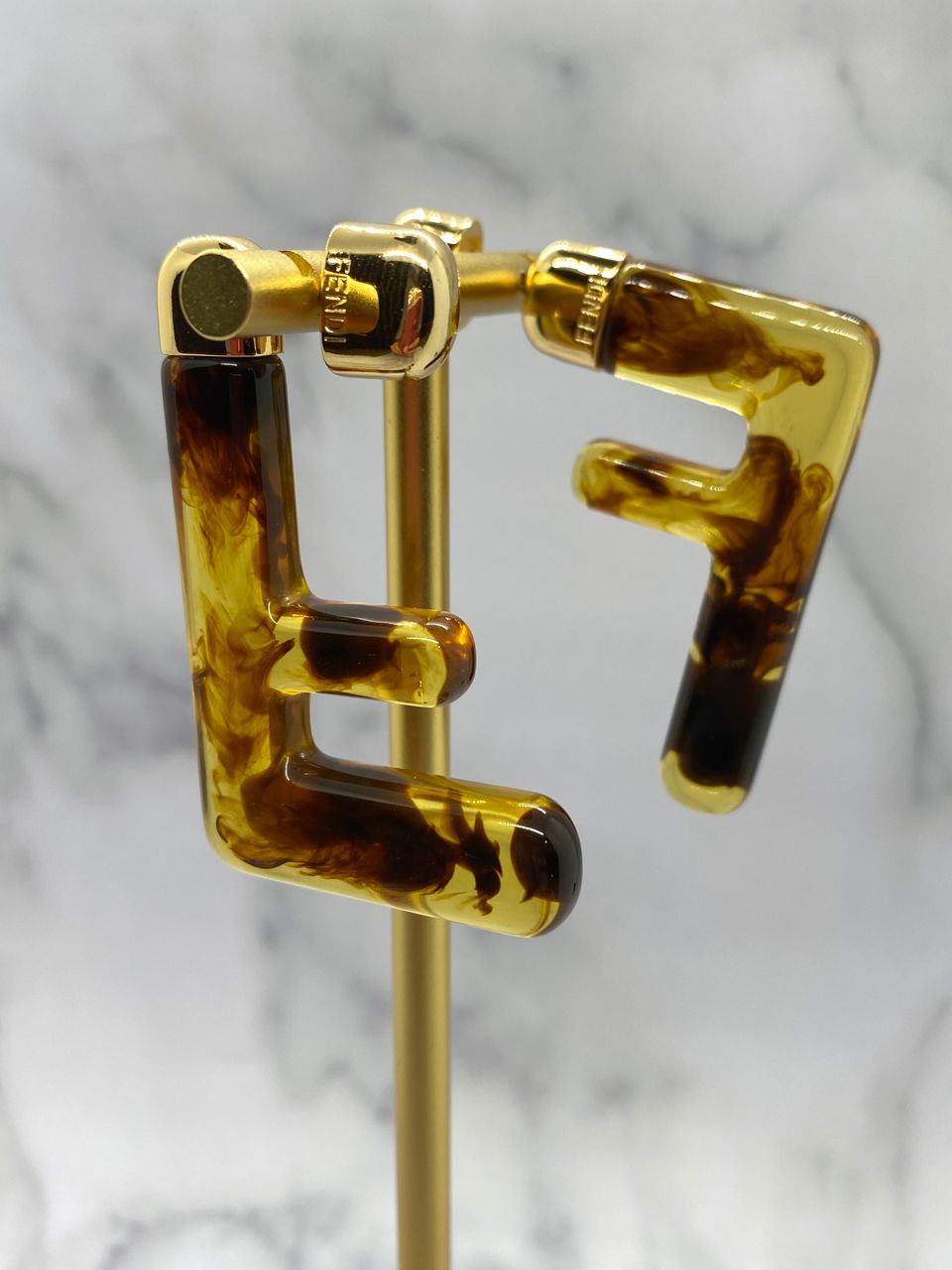 FENDI FF Acrylic Tortoise Earrings- Pre owned